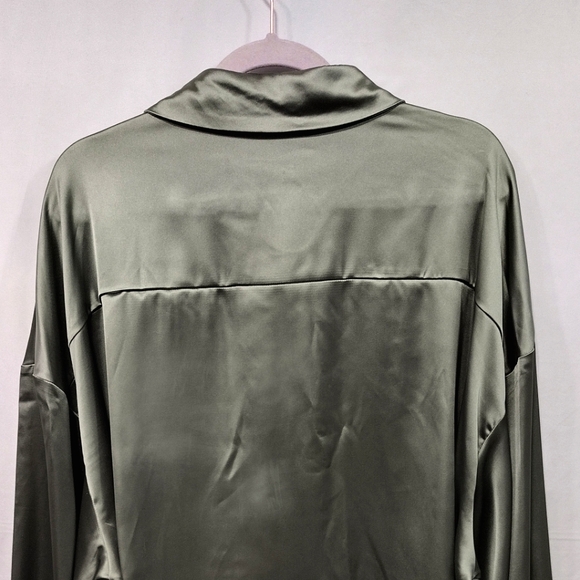 NWT Cider Satin Slip Shirt Womens 4XL Olive Green Button Up Boho Retro 90s Y2K - Picture 6 of 13